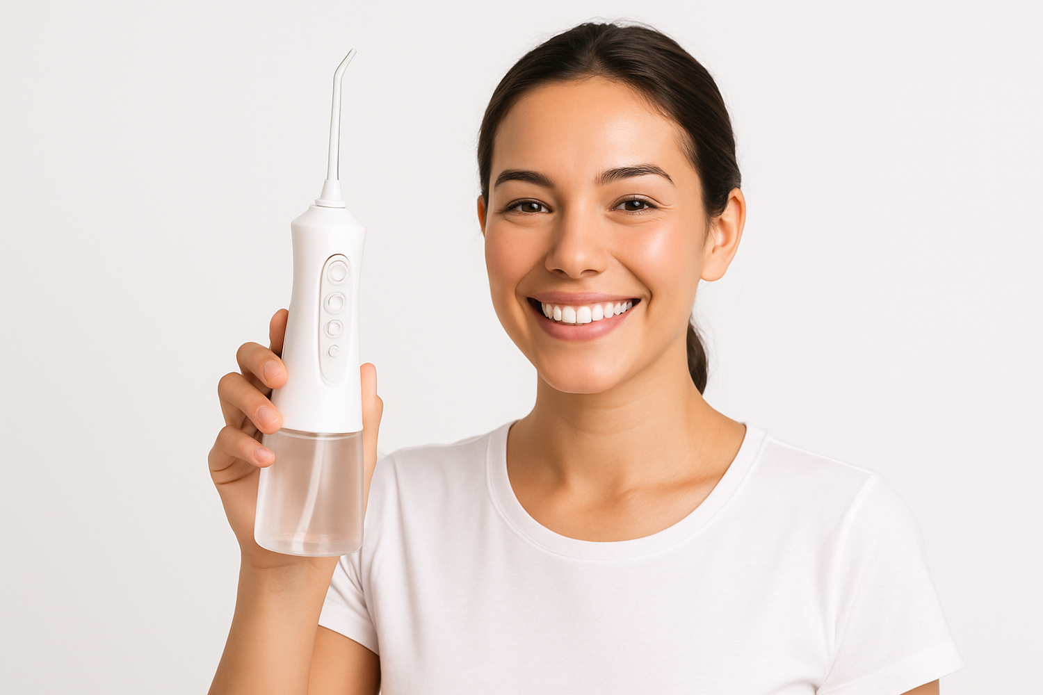make it water flosser in her hand